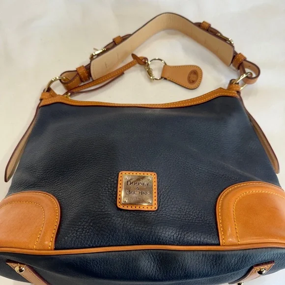 Dooney & Bourke Navy and Tan Satchel - Picture 3 of 16